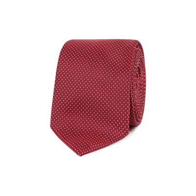 Red pin dot slim tie